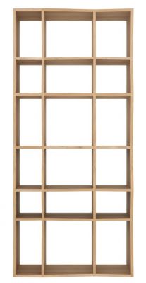 Ethnicraft Z Regal aus Eiche, modernes Bücherregal mit mehreren quadratischen Fächern für Wohnzimmer und Büro.